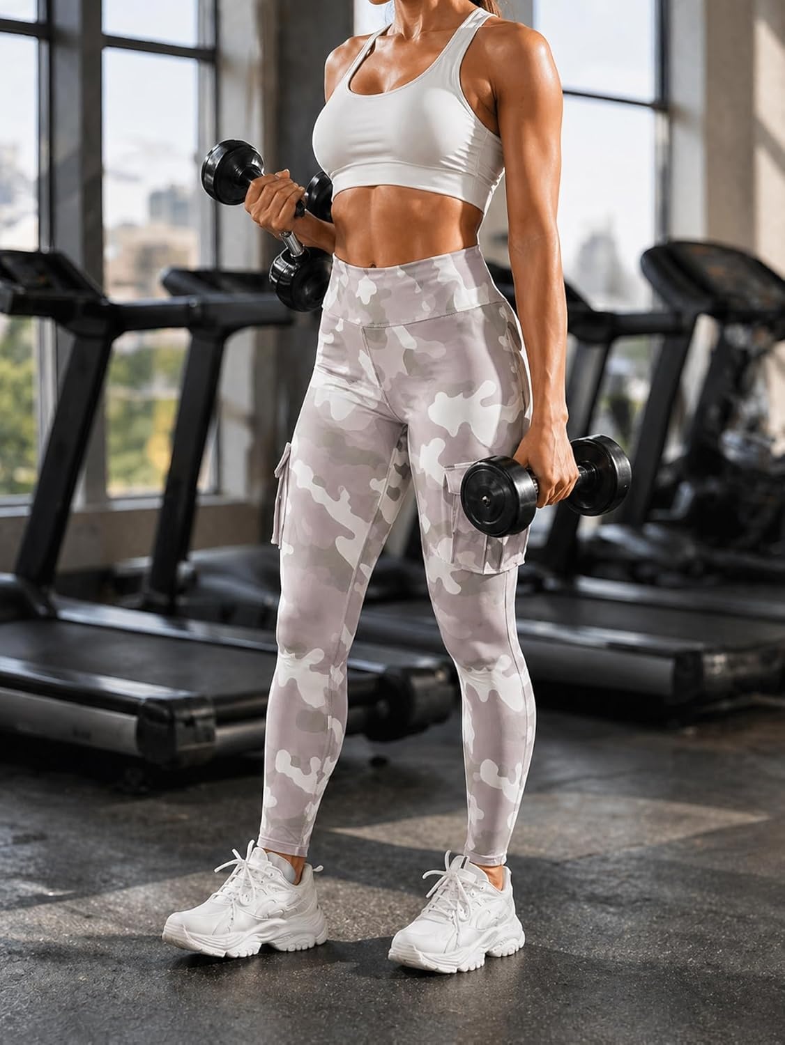 image:imageAvanova Women Camo Cargo Leggings High Waisted Yoga Workout Gym Pants with PocketsCamo