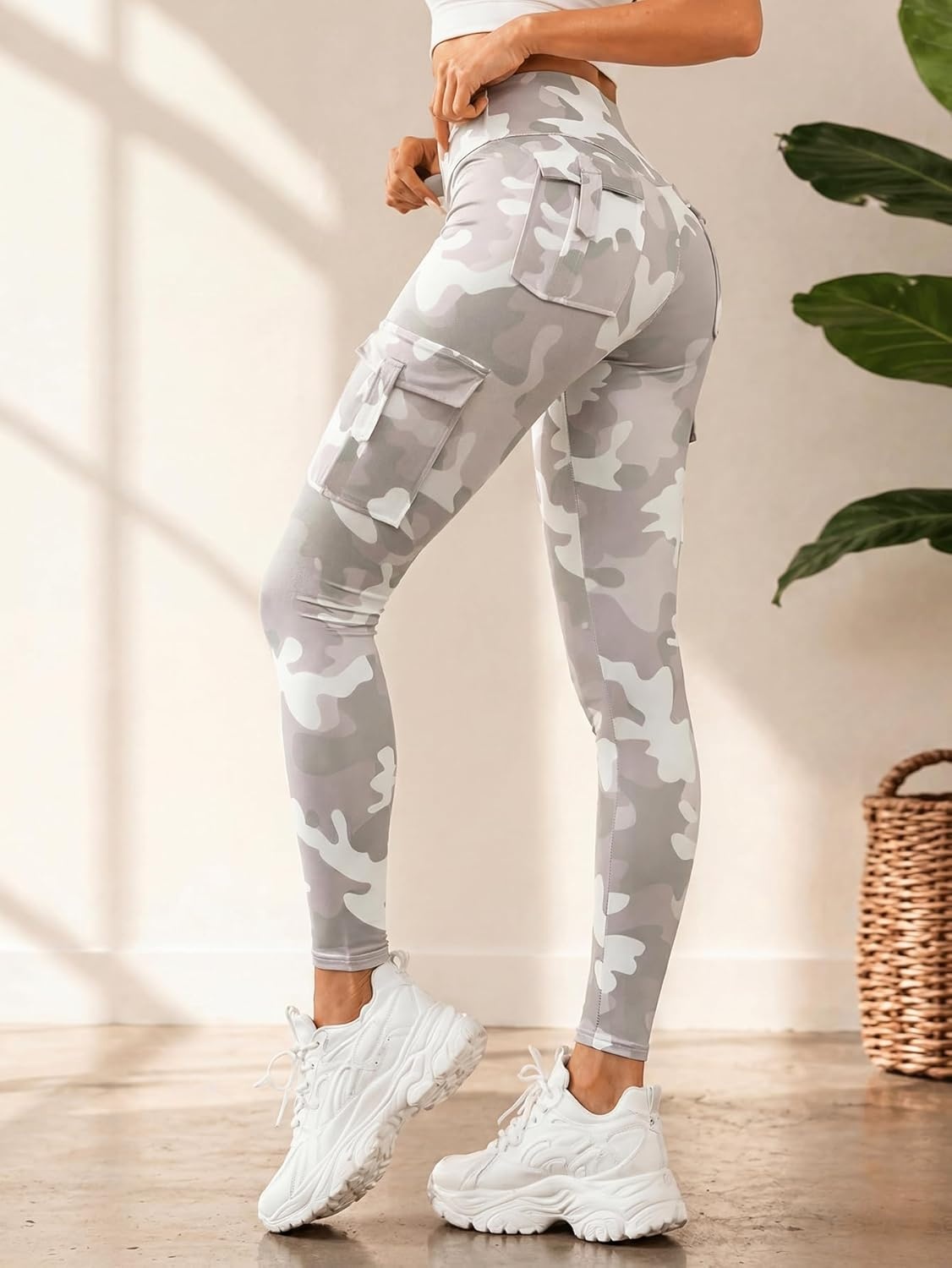image:imageAvanova Women Camo Cargo Leggings High Waisted Yoga Workout Gym Pants with PocketsCamo