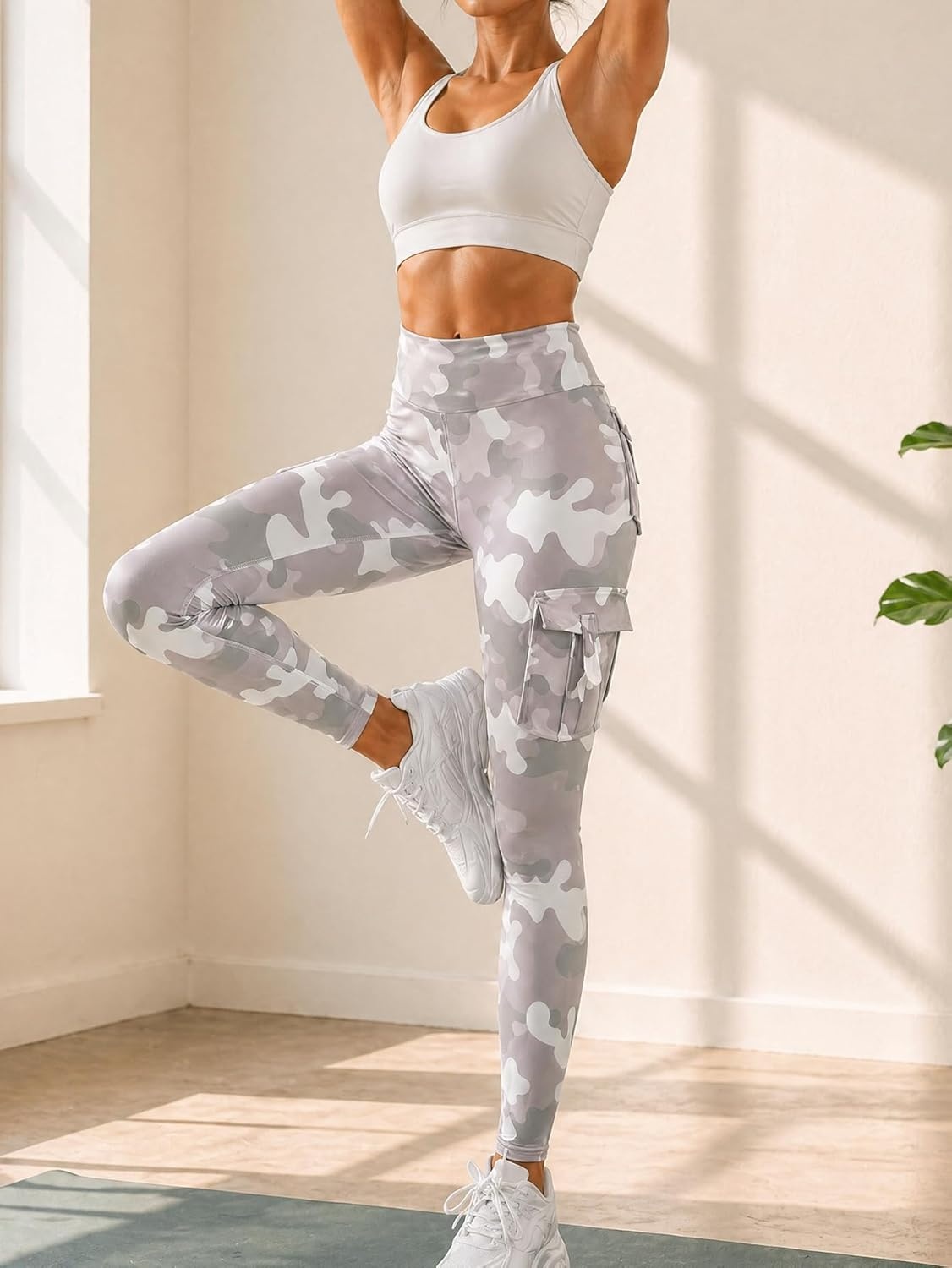 image:imageAvanova Women Camo Cargo Leggings High Waisted Yoga Workout Gym Pants with PocketsCamo