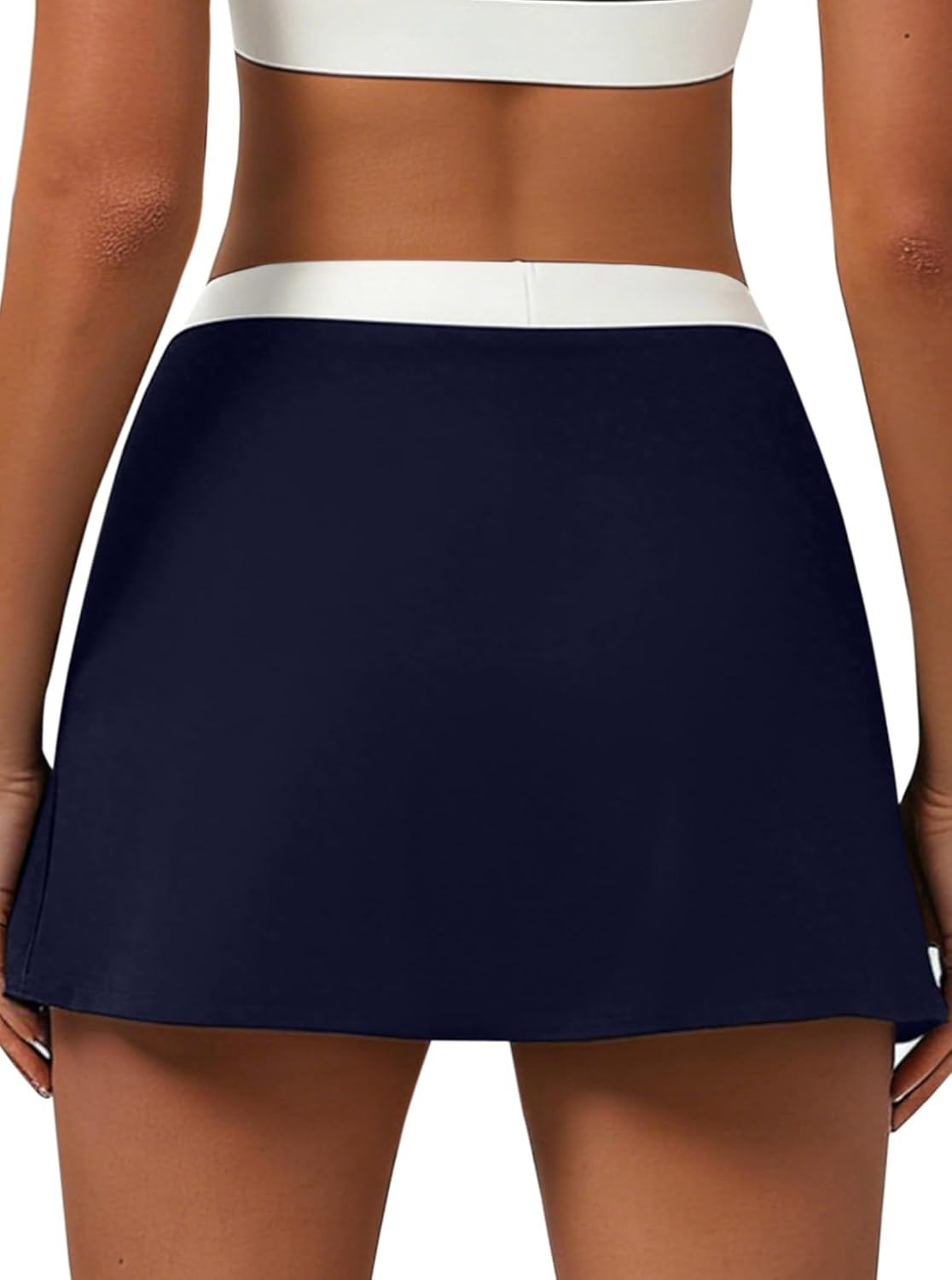 image:imageAvanova Women Color Block Tennis Skirt with Pockets Side Slit Athletic Golf Skorts for Running Workout Sports