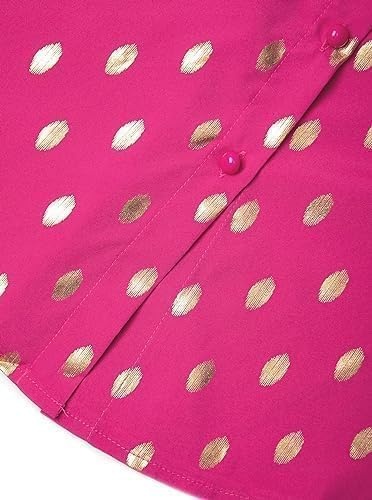 image:imageAvanova Women Pattern Print Button Down Blouse Top Long Sleeve Work Business ShirtGold Dot Hot Pink
