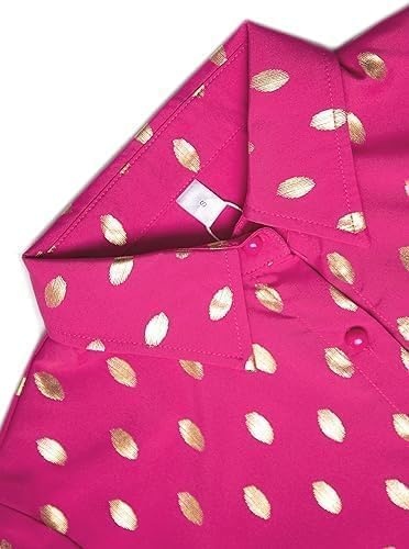 image:imageAvanova Women Pattern Print Button Down Blouse Top Long Sleeve Work Business ShirtGold Dot Hot Pink