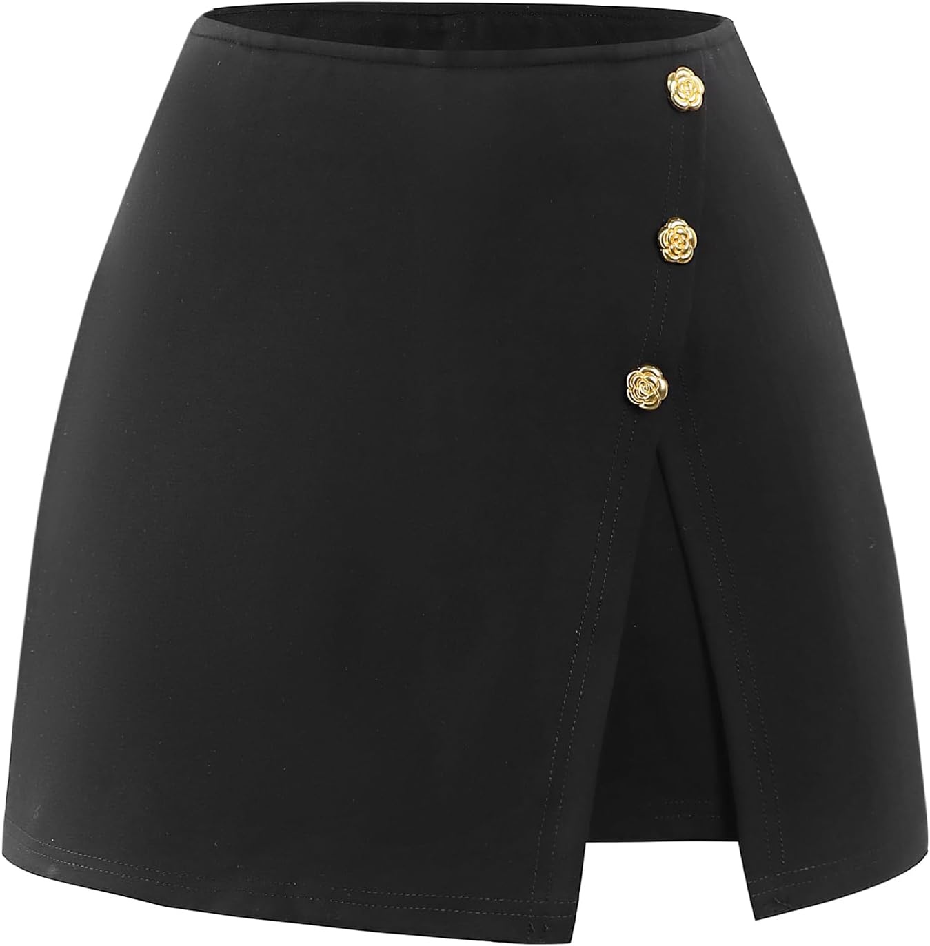 image:imageAvanova Women Slit Mini Skorts Skirt High Waisted Short Skirts Business Work OfficeBlack
