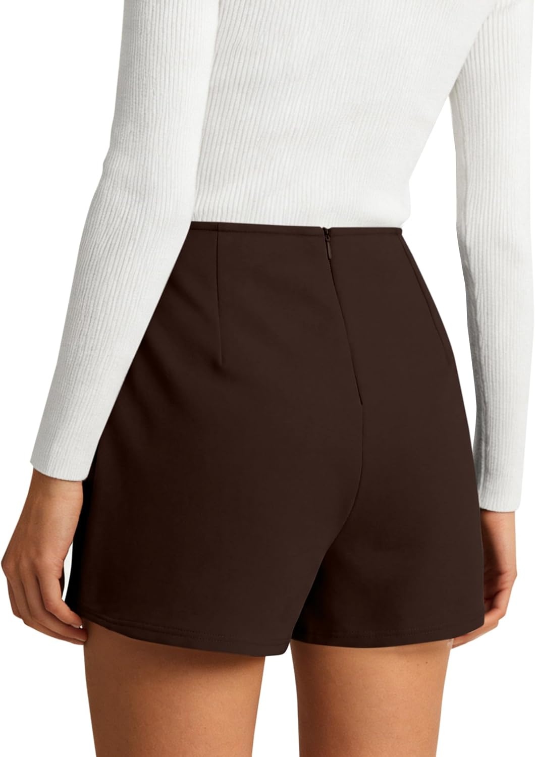image:imageAvanova Women Slit Mini Skorts Skirt High Waisted Short Skirts Business Work OfficeBrown