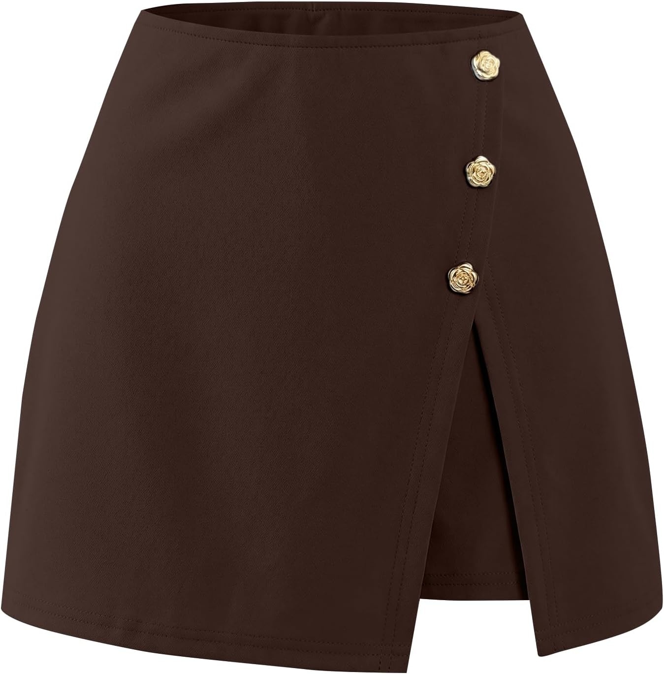 image:imageAvanova Women Slit Mini Skorts Skirt High Waisted Short Skirts Business Work OfficeBrown