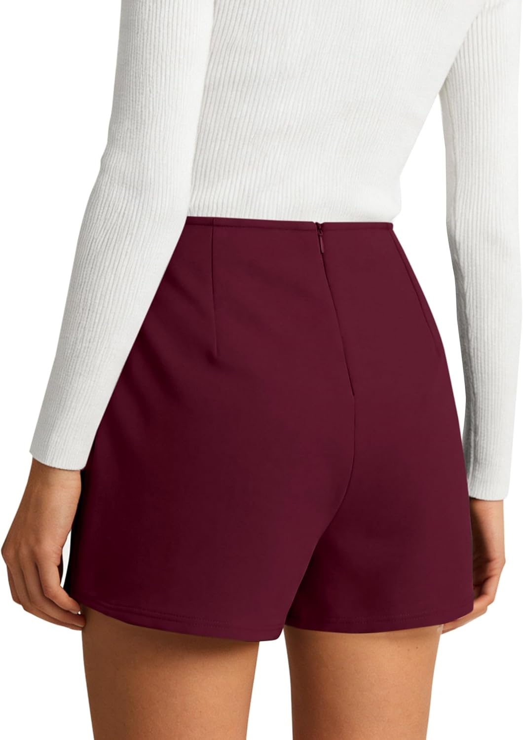image:imageAvanova Women Slit Mini Skorts Skirt High Waisted Short Skirts Business Work OfficeBurgundy