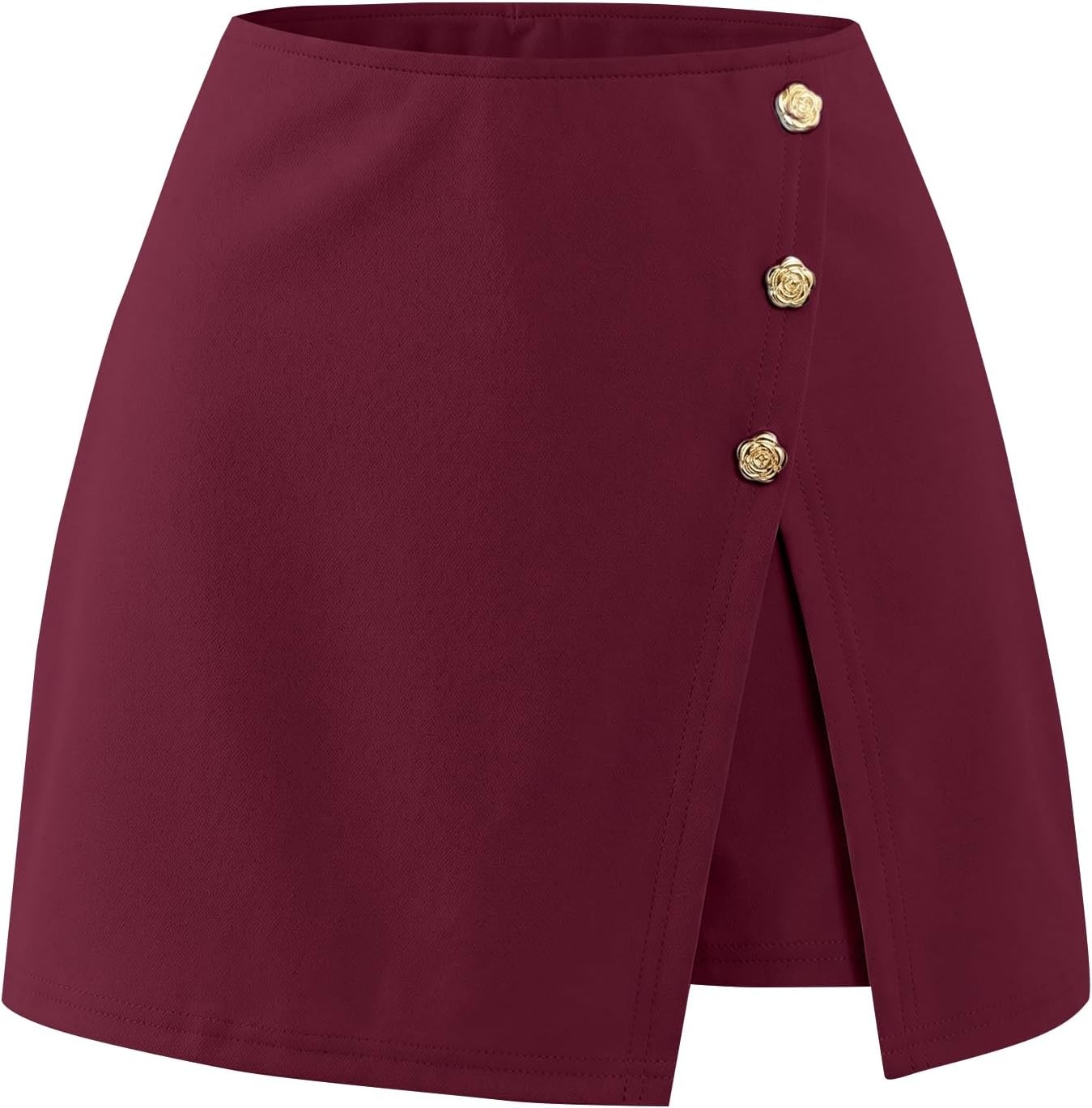 image:imageAvanova Women Slit Mini Skorts Skirt High Waisted Short Skirts Business Work OfficeBurgundy