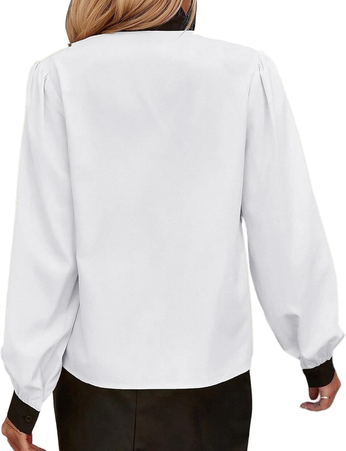 image:imageAvanova Women Tie Neck Bishop Long Sleeve Shirts Casual Work Blouses TopsWhite a