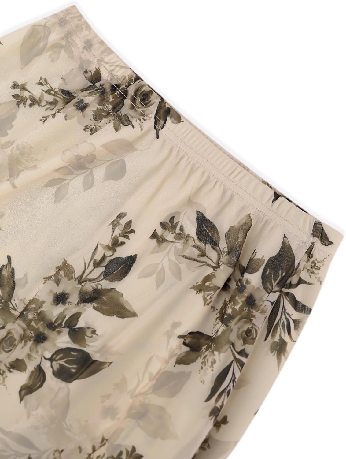 image:imageAvanova Womens Ditsy Floral High Waisted Skirts Lettuce Trim Summer Fall Boho Midi SkirtBeige