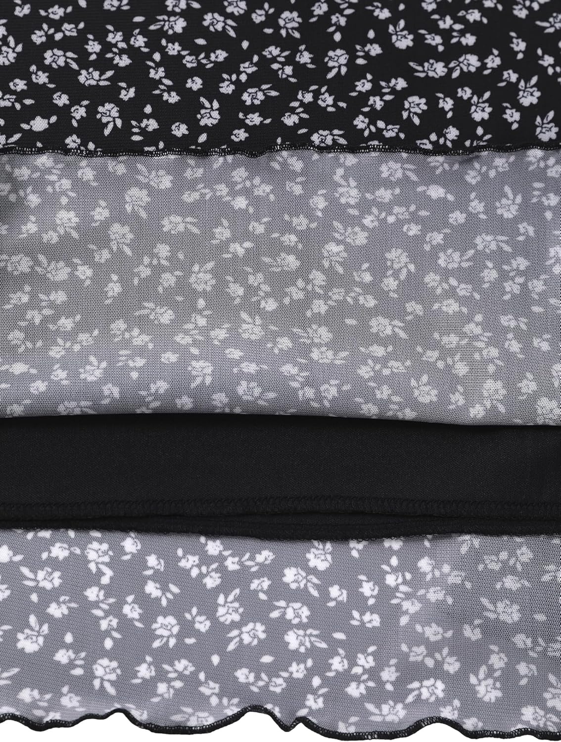 image:imageAvanova Womens Ditsy Floral High Waisted Skirts Lettuce Trim Summer Fall Boho Midi SkirtBlack Floral J