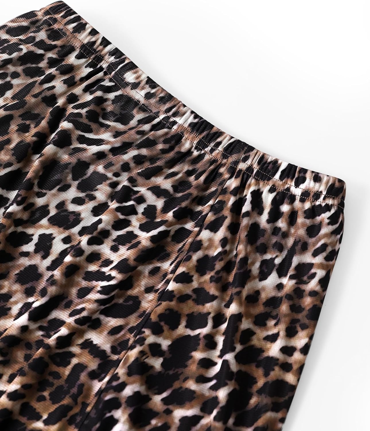 image:imageAvanova Womens Ditsy Floral High Waisted Skirts Lettuce Trim Summer Fall Boho Midi SkirtLeopard Dark Brown