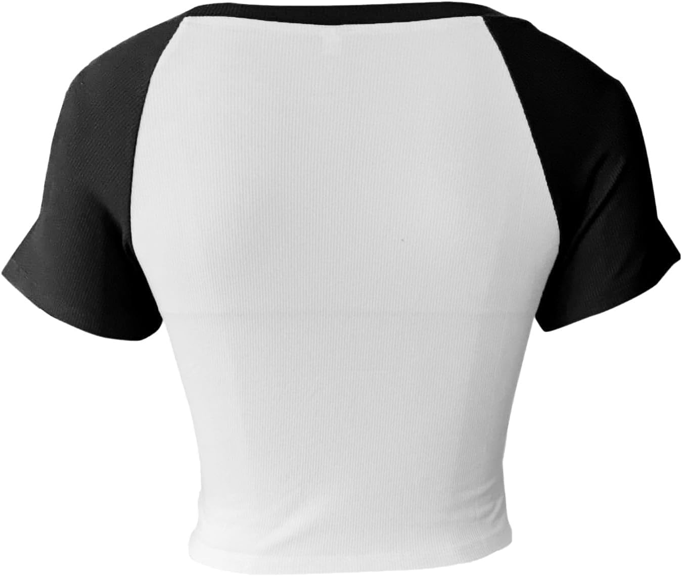 image:imageAvanova Womens Letter Print Tee Short Sleeve Round Neck Slim Fit Crop Top T ShirtBlack White