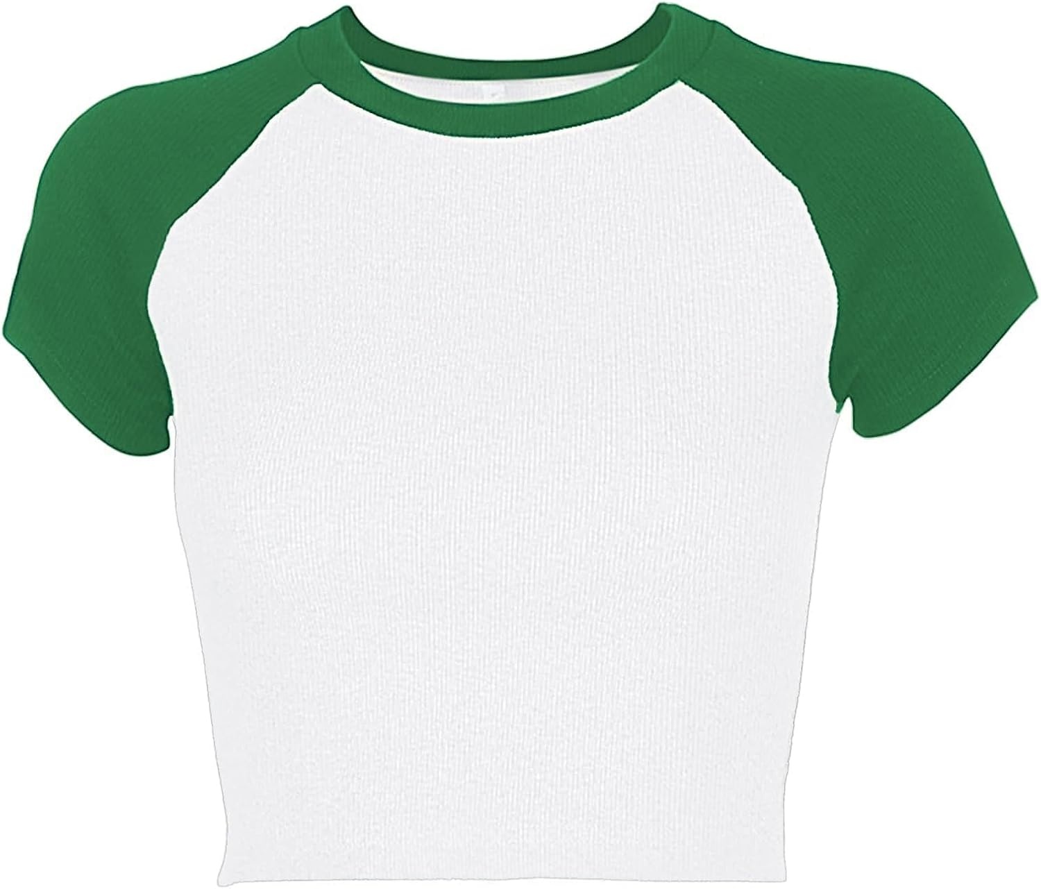 image:imageAvanova Womens Letter Print Tee Short Sleeve Round Neck Slim Fit Crop Top T ShirtGreen White