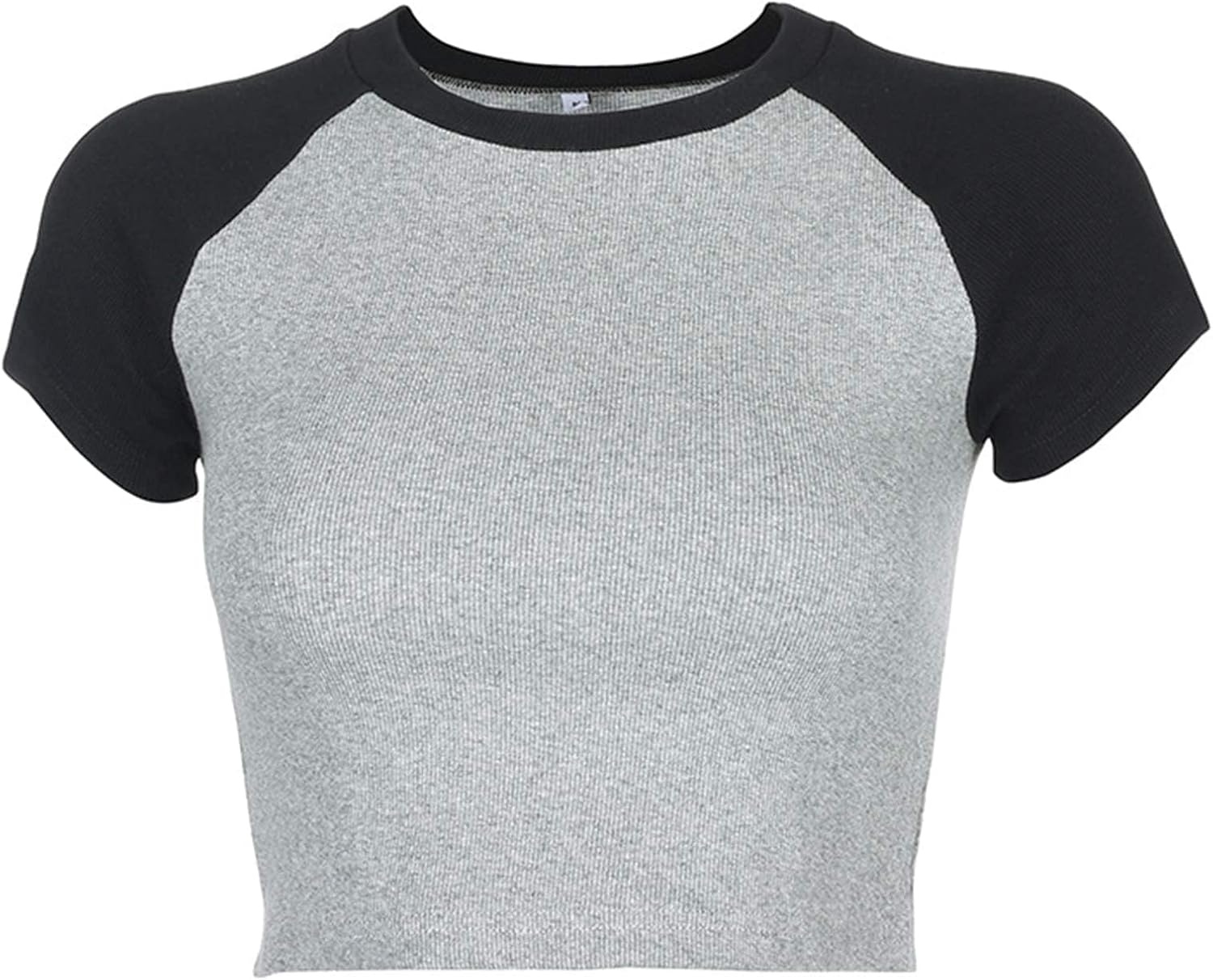 image:imageAvanova Womens Letter Print Tee Short Sleeve Round Neck Slim Fit Crop Top T ShirtGrey Black