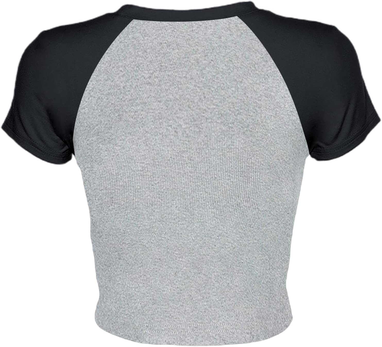image:imageAvanova Womens Letter Print Tee Short Sleeve Round Neck Slim Fit Crop Top T ShirtGrey Black