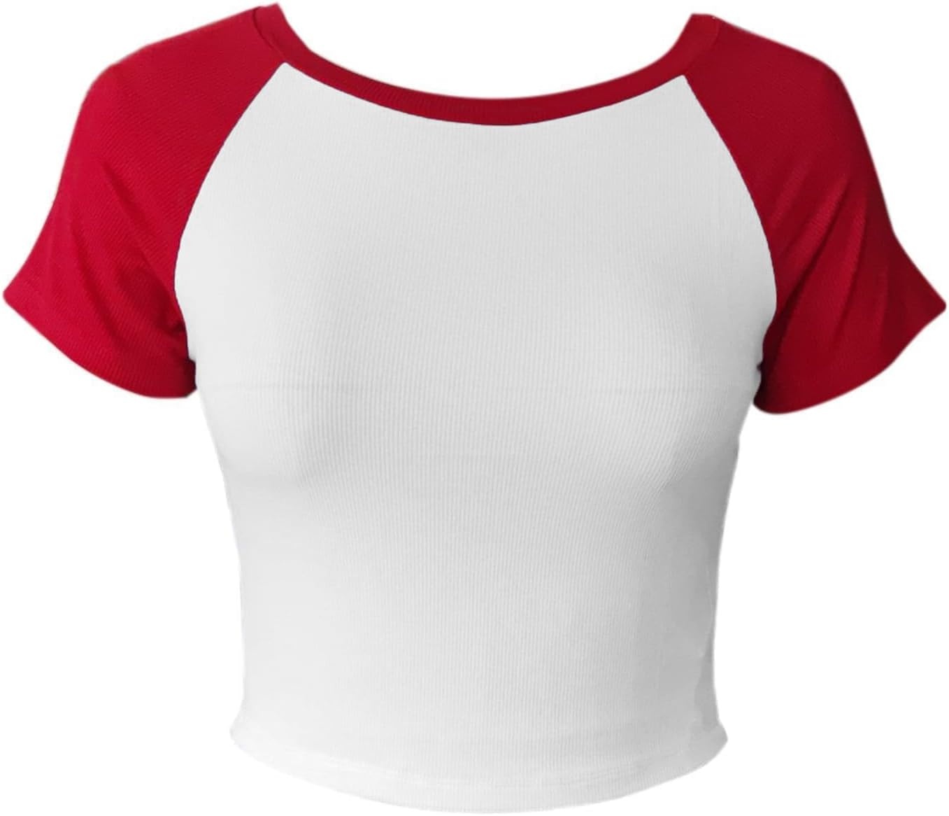 image:imageAvanova Womens Letter Print Tee Short Sleeve Round Neck Slim Fit Crop Top T ShirtRed White