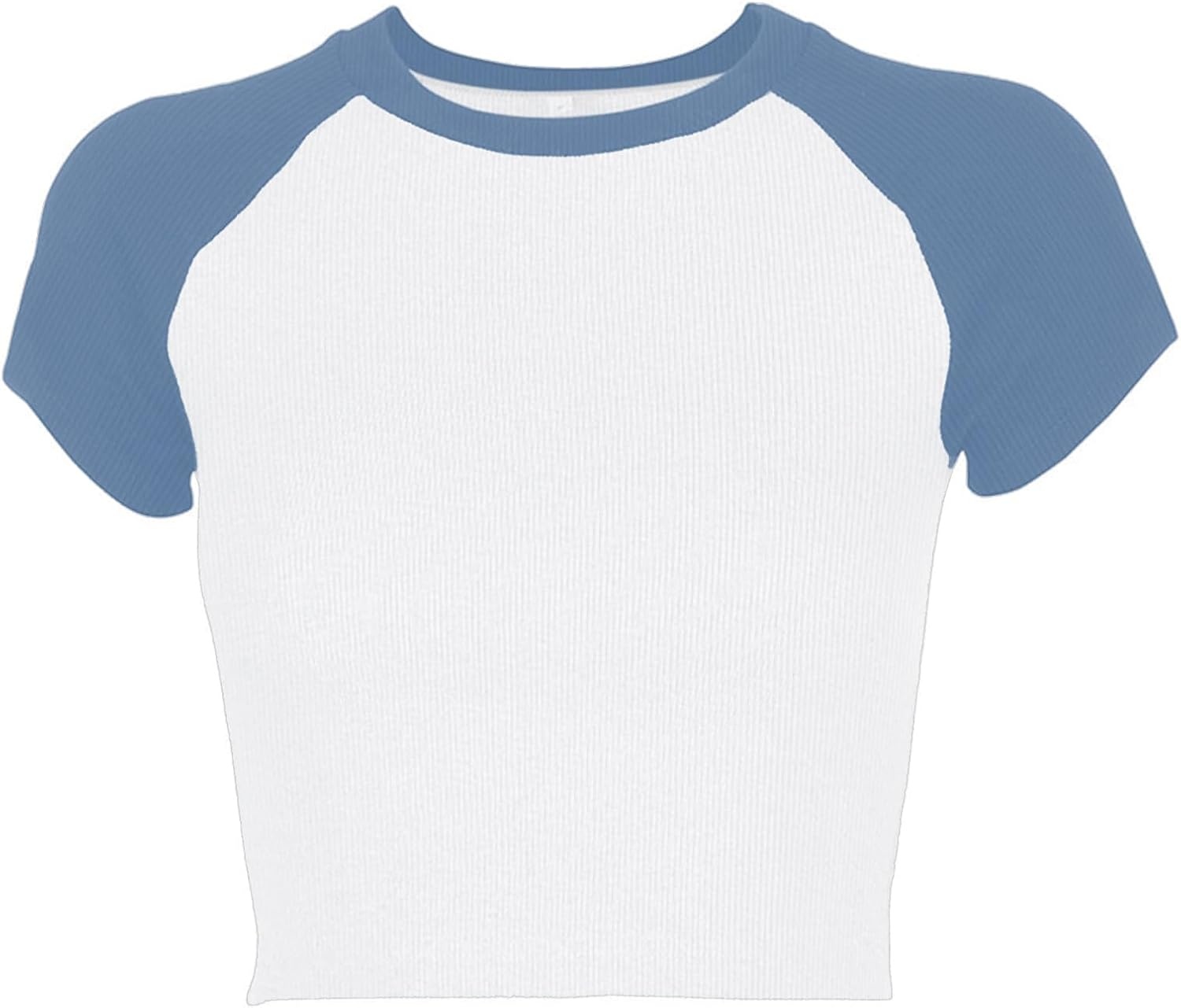 image:imageAvanova Womens Letter Print Tee Short Sleeve Round Neck Slim Fit Crop Top T ShirtWhite Dusty Blue