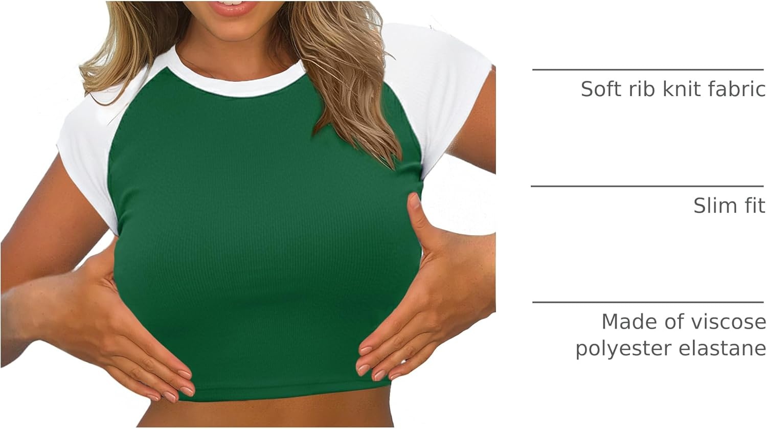 image:imageAvanova Womens Letter Print Tee Short Sleeve Round Neck Slim Fit Crop Top T ShirtWhite Green