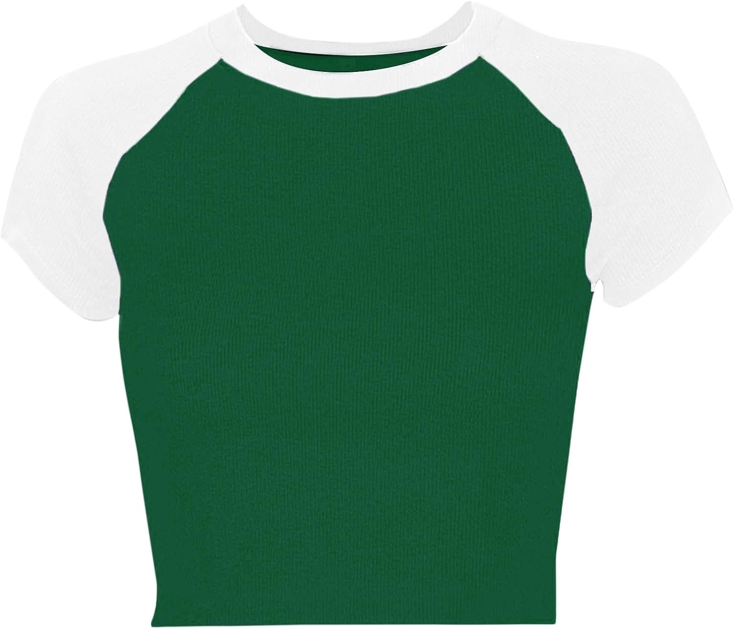 image:imageAvanova Womens Letter Print Tee Short Sleeve Round Neck Slim Fit Crop Top T ShirtWhite Green