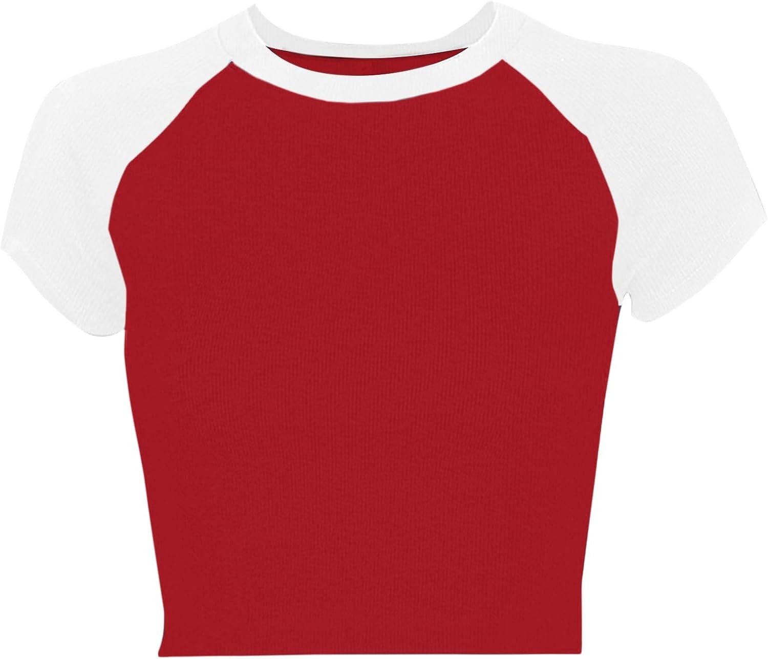 image:imageAvanova Womens Letter Print Tee Short Sleeve Round Neck Slim Fit Crop Top T ShirtWhite Red