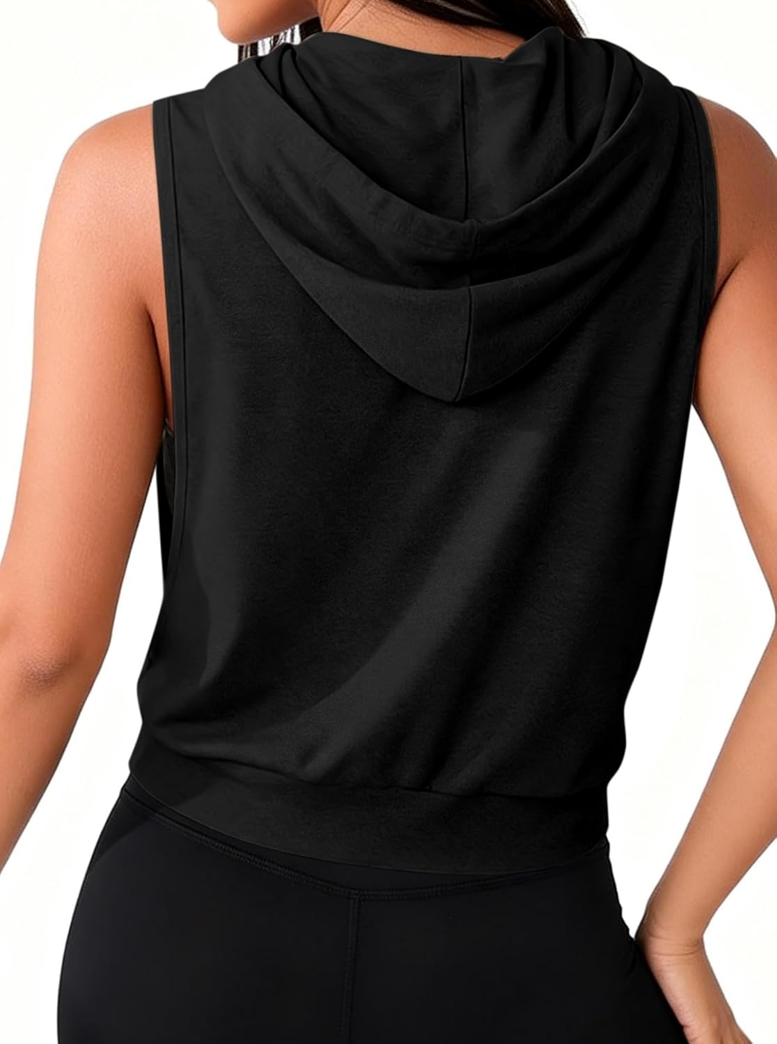 image:imageAvanova Womens Workout Shirts Sleeveless Hoodies Drawstring Open Side Gym Cropped Tank TopB Sun Moon