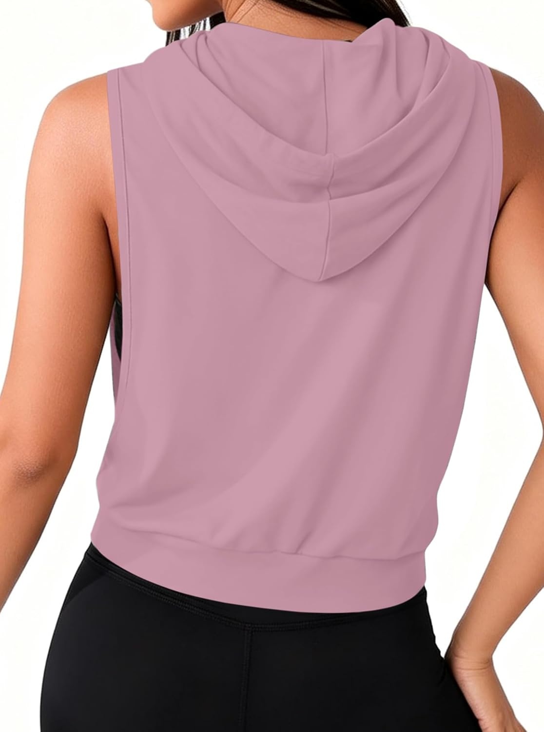 image:imageAvanova Womens Workout Shirts Sleeveless Hoodies Drawstring Open Side Gym Cropped Tank TopPink
