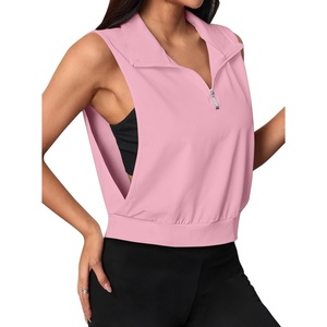 image:imageAvanova Women 14 Zip Polo V Neck Tank Tops Golf Shirts Sleeveless Collared Workout TopsPink