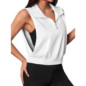 image:imageAvanova Women 14 Zip Polo V Neck Tank Tops Golf Shirts Sleeveless Collared Workout TopsWhite