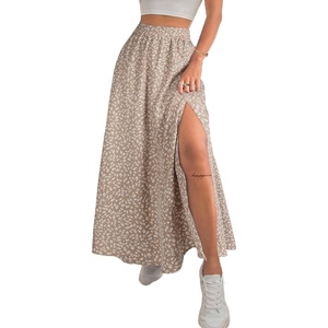 image:imageAvanova Women Boho Floral Slit Maxi Skirt Split Thigh High Waisted Long SkirtsApricot