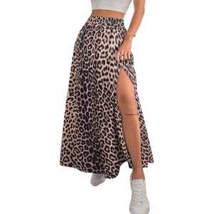 image:imageAvanova Women Boho Floral Slit Maxi Skirt Split Thigh High Waisted Long SkirtsDark Brown Leopard