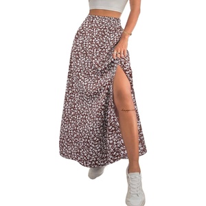 image:imageAvanova Women Boho Floral Slit Maxi Skirt Split Thigh High Waisted Long SkirtsFloral Brown