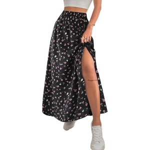 image:imageAvanova Women Boho Floral Slit Maxi Skirt Split Thigh High Waisted Long SkirtsFloral Pink
