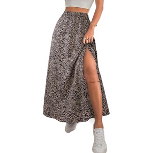 image:imageAvanova Women Boho Floral Slit Maxi Skirt Split Thigh High Waisted Long SkirtsLeopard Brown