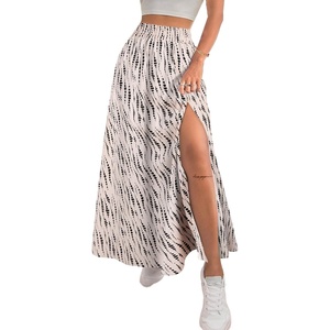 image:imageAvanova Women Boho Floral Slit Maxi Skirt Split Thigh High Waisted Long SkirtsStripe Apricot