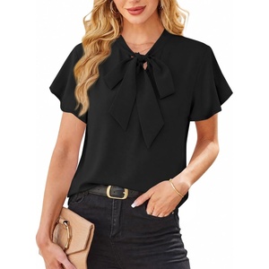image:imageAvanova Women Color Block V Neck Short Sleeve Blouses Shirts Work Elegant Dressy TopsBlack