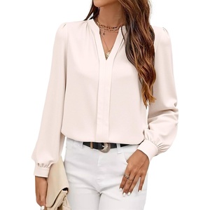 image:imageAvanova Women Long Sleeve Blouse V Neck Tops Work Business Casual ShirtsBeige