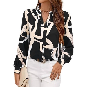 image:imageAvanova Women Long Sleeve Blouse V Neck Tops Work Business Casual ShirtsBlack Beige