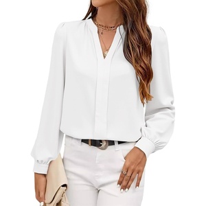 image:imageAvanova Women Long Sleeve Blouse V Neck Tops Work Business Casual ShirtsWhite