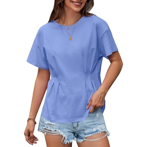 image:imageAvanova Women Peplum Top Cinched Waist Short Sleeve T Shirts Casual Summer TeeBlue
