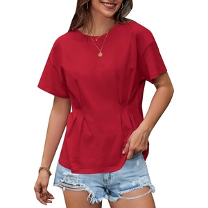 image:imageAvanova Women Peplum Top Cinched Waist Short Sleeve T Shirts Casual Summer TeeBurgundy