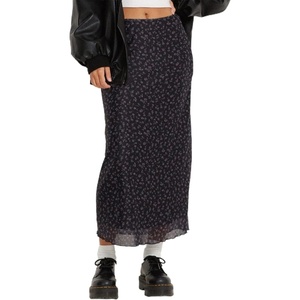 image:imageAvanova Womens Ditsy Floral High Waisted Skirts Lettuce Trim Summer Fall Boho Midi SkirtA Black Purple