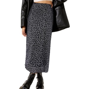 image:imageAvanova Womens Ditsy Floral High Waisted Skirts Lettuce Trim Summer Fall Boho Midi SkirtBlack Floral J
