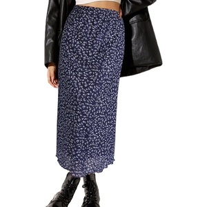 image:imageAvanova Womens Ditsy Floral High Waisted Skirts Lettuce Trim Summer Fall Boho Midi SkirtBlue Floral a