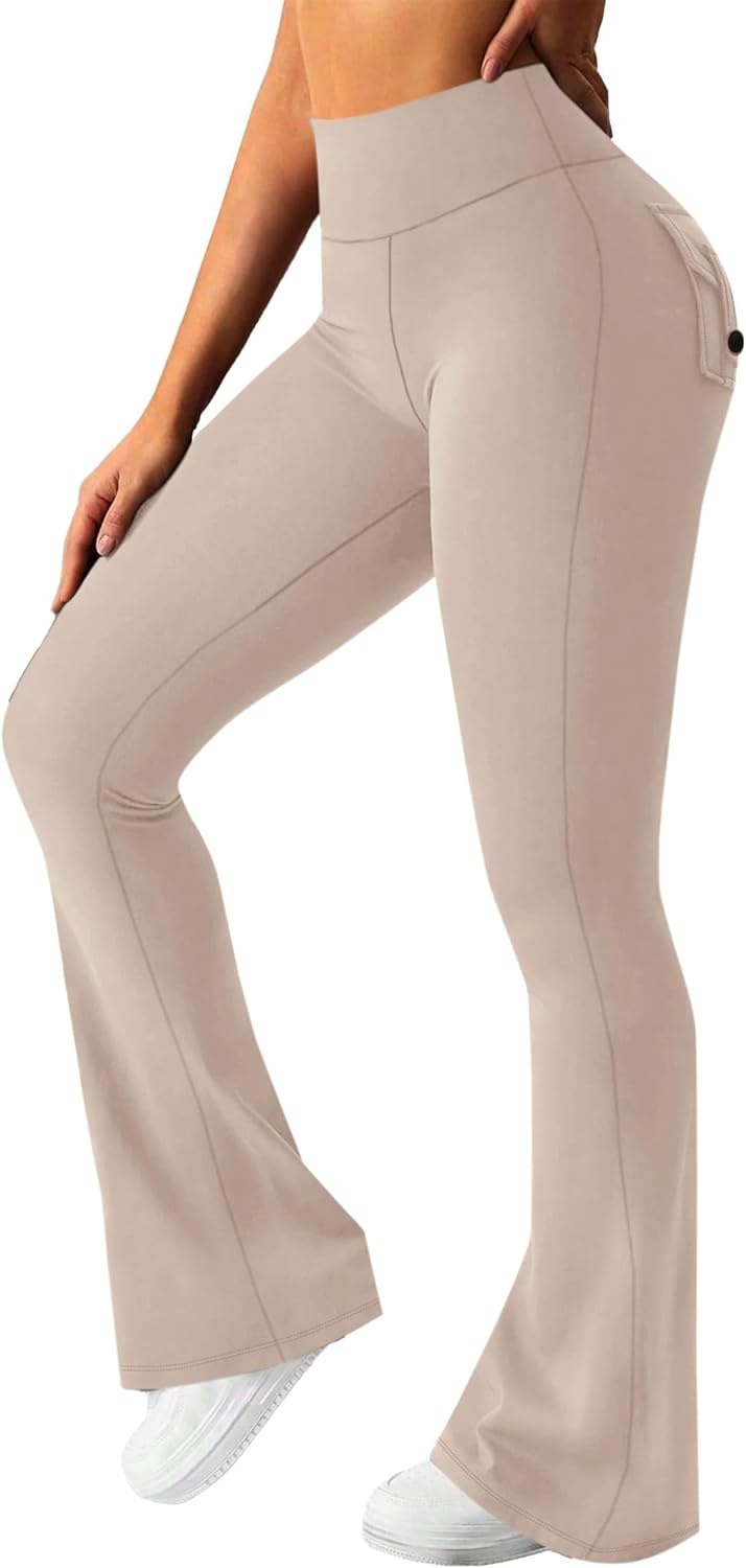 image:imageAvanova Scrunch Butt Lifting Leggings for Women Flared Yoga Workout Gym Pants with PocketsBeige