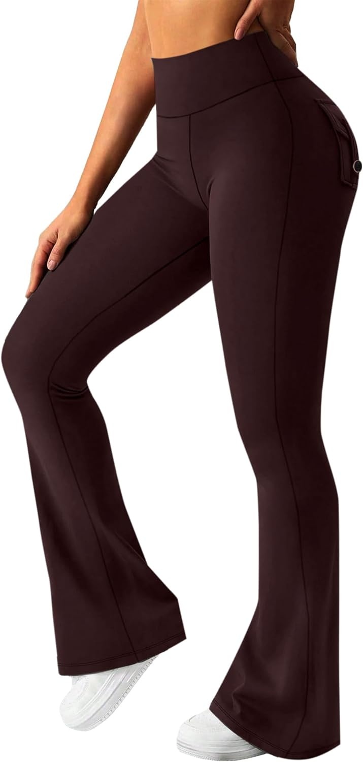 image:imageAvanova Scrunch Butt Lifting Leggings for Women Flared Yoga Workout Gym Pants with PocketsBrown