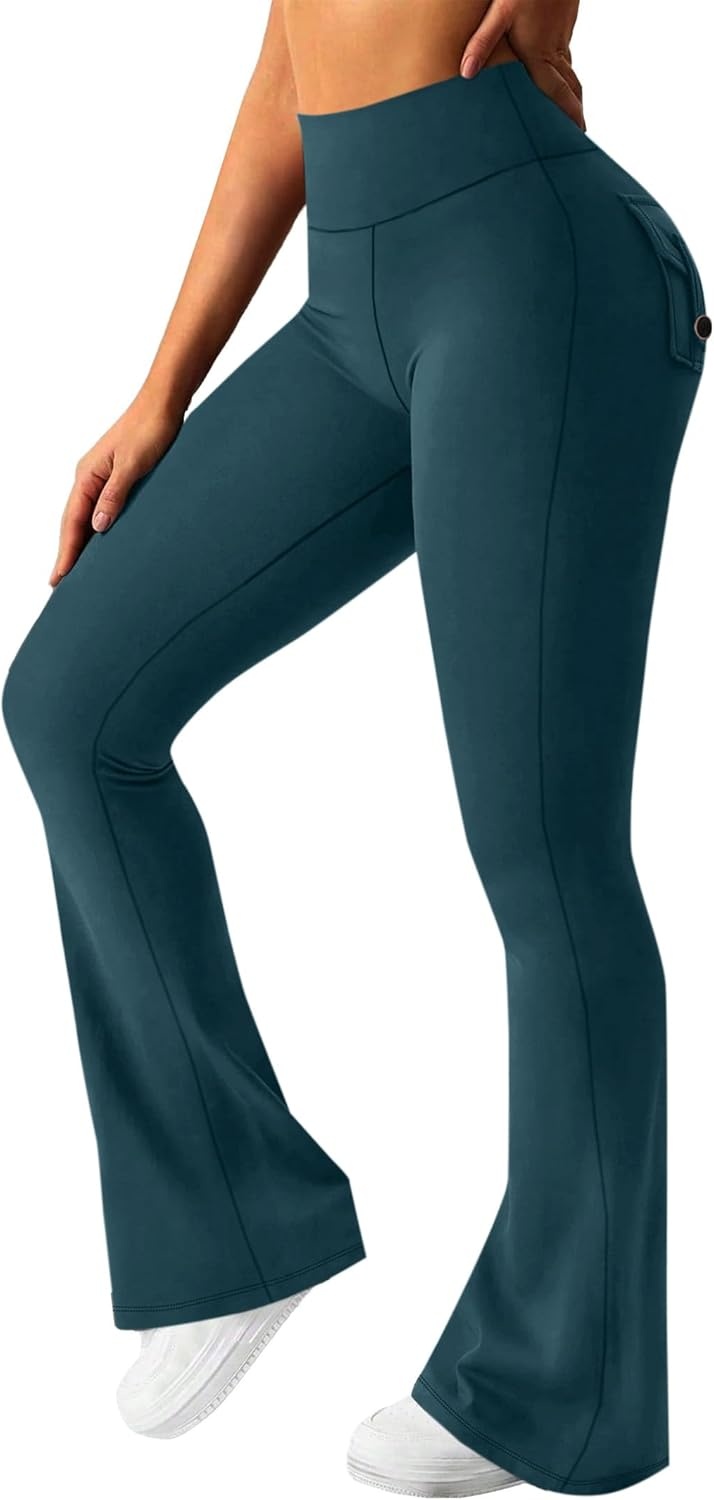 image:imageAvanova Scrunch Butt Lifting Leggings for Women Flared Yoga Workout Gym Pants with PocketsDark Green