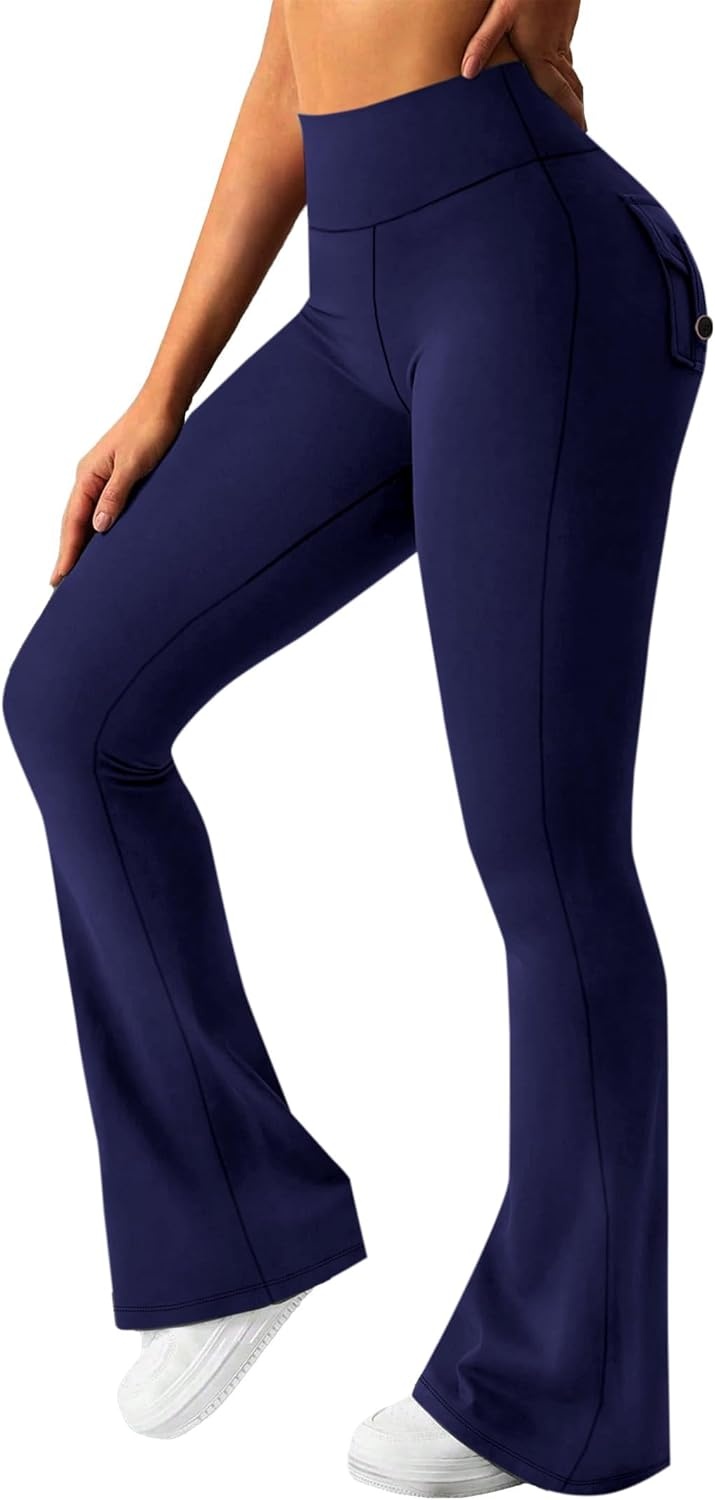 image:imageAvanova Scrunch Butt Lifting Leggings for Women Flared Yoga Workout Gym Pants with PocketsNavy Blue