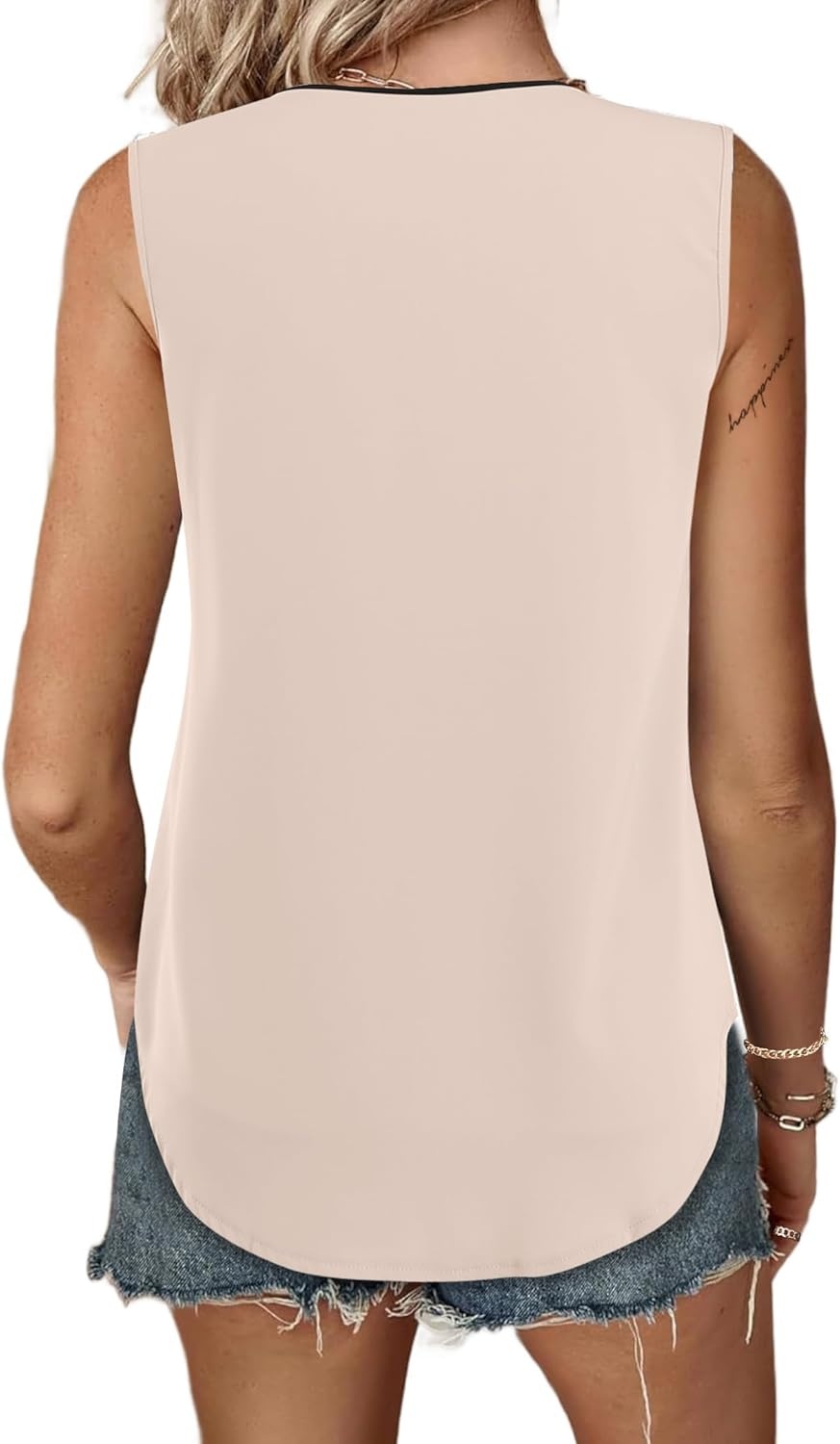 image:imageAvanova Sleeveless Blouses for Women V Neck Tank Top Work Business Casual ShirtApricot