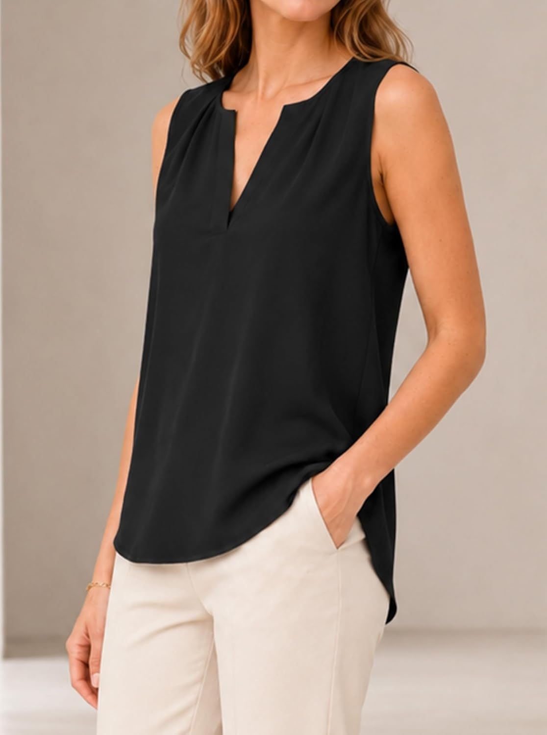 image:imageAvanova Sleeveless Blouses for Women V Neck Tank Top Work Business Casual ShirtBlack