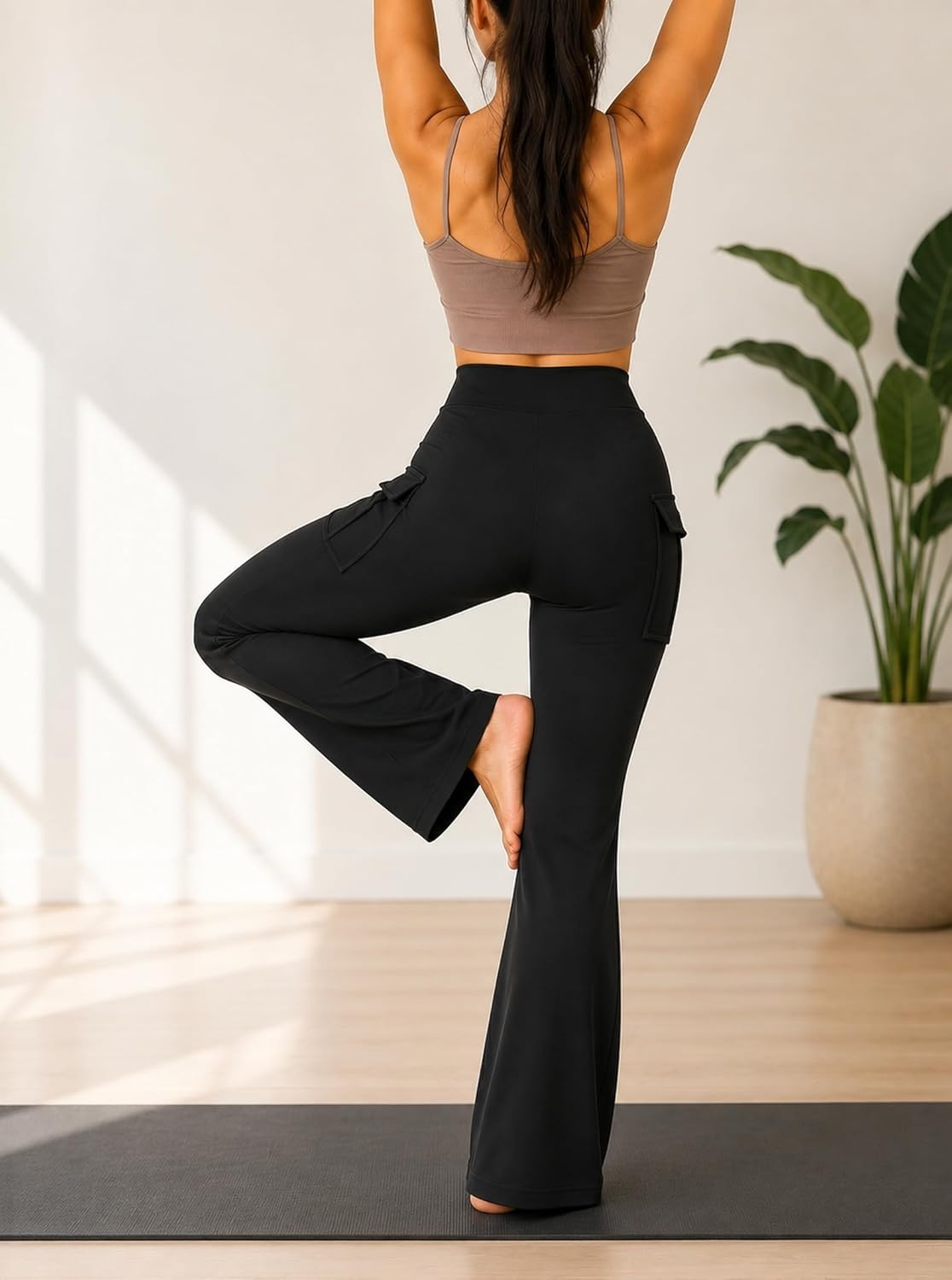 image:imageAvanova Women Bootcut Yoga Pants Workout Flare Leggings Butt Lifting Side Pockets for Yoga WorkoutBlack